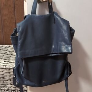 Margot Navy Genuine Leather Backpack